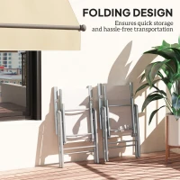 Outsunny Set of Two Aluminium Folding Chairs  - Light Grey(m-6)