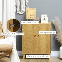 HOMCOM Mobile Multiuso Stile Vintage in Legno con Due Ripiani interni, 60x30x76cm(m-6)