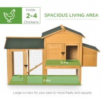 PawHut Chicken Coop with Run Small Animal Hen House Outdoor Poultry Coops Cages Nesting Box Slide-out Tray Asphalt Roof Lockable Door 168 x 75 x 103cm(m-4)