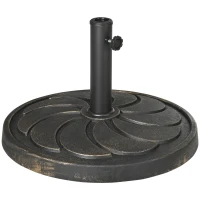 Outsunny 18kg Resin Garden Parasol Base, Round Outdoor Market Umbrella Stand Weight for Poles of Φ38mm to Φ48mm, Bronze(m-1)