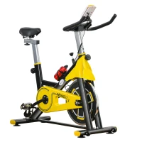 HOMCOM Stationary Exercise Bike 6kg Flywheel Indoor Gym Office Cycling Cardio Workout Fitness Bike Adjustable Resistance LCD Monitor Pad and Bottle Holder Yellow(m-11)