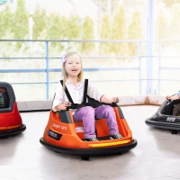 HOMCOM Bumper Car, 360° Rotation Spin 12V Kids Electric Car with Lights, Music, for Ages 1.5-5 Years - Orange(m-2)