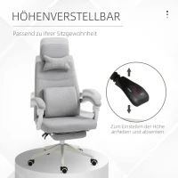 Vinsetto Bürostuhl, Ergonomischer Schreibtischstuhl mit Kopfkissen, Lendenkissen, höhenverstellbar Gamingstuhl mit Fußstütze, hoher Rückenlehne, Grau 62 x 68 x 117-127 cm(m-4)
