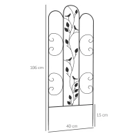 Outsunny Juego de 4 Enrejados de Jardín Soportes para Enredaderas de Acero para Plantas Trepadoras y Decoración 40x106 cm Negro(m-3)