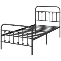HOMCOM Single Minimalistic Metal Bed Frame - Black(m-11)