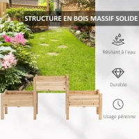 Outsunny Jardinière sur Pieds carré Potager 2 étages dim. 184L x 45l x 80H cm Inserts d'irrigation Bois Sapin pré-huilé(m-7)