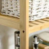 HOMCOM Estantería de Bambú de 3 Niveles Estantería de Pie Moderno Estante de Almacenamiento para Baño Cocina Salón Dormitorio Antivuelco 62x33x80 cm Natural(m-8)