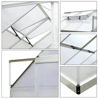 Outsunny Serre de Jardin Aluminium Polycarbonate 9,74 m³ 2,5L x 1,9l x 2,05H m avec Fondation fenêtres Porte coulissante(m-5)