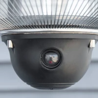 Outsunny Calefactor Exterior de Techo 1010/2210W Estufa de Infrarrojos con Mando a Distancia Ø58,5x33 cm Plata(m-9)