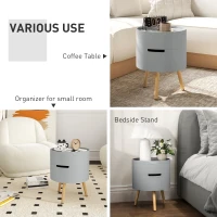 HOMCOM 3-Tier Coffee Table, Round End Table with 2 Hidden Compartments and Detachable Tray, Side Table with Storage for Living Room, Grey(m-7)