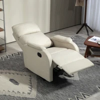 HOMCOM Poltrona Relax Reclinabile Manuale con Poggiapiedi in Tessuto e Imbottitura Spessa, Beige(m-8)