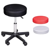 HOMCOM Lot de 2 tabourets de massage à roulettes reglable en hauteur pivotant avec trois couleurs de housse de protection(m-9)