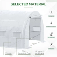 Outsunny 4 x 3 x 2 m Polytunnel Greenhouse with Roll-up Side Walls, Walk-in Grow House Tent with Steel Frame, Reinforced Cover, Zipped Door and 12 Mesh Windows for Garden, White(m-4)
