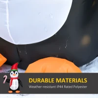 HOMCOM 8ft Inflatable Christmas Penguin Holding Candy Cane Blow Up Outdoor Decoration with LED Lights for Holiday(m-5)