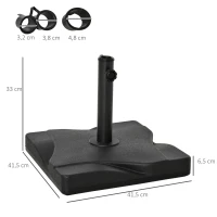 Outsunny Pied de parasol base de lestage parasol carré dim. 41,5L x 41,5I x 33H cm poids net 20 Kg ciment HDPE noir(m-3)