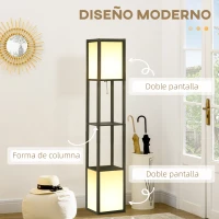 HOMCOM Lámpara de Pie de Madera con Estante para Bombilla E27 Potencia Máx. 40W Lámpara Moderna 26x26x156 cm Negro y Blanco(m-4)