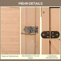 Outsunny Geräteschuppen mit Regalböden wetterbeständig 75 x 56 x 115cm Naturholz(m-6)