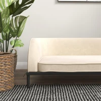 PawHut Canapé pour chien lit surélevé coussin déhoussable pieds en acier velours 101,5 x 62 x 34,5 cm blanc crème noir(m-8)