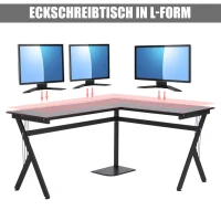 HOMCOM Eckschreibtisch mit CPU-Ständer, platzsparend, Gaming-Desk, 155 cm x 130 cm x 76 cm, Schwarz(m-5)