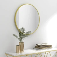 HOMCOM 70cm Aluminium Frame Round Bathroom Mirror - Gold Tone(m-9)