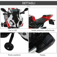 HOMCOM Moto Elettrica per Bambini 3-8 Anni con Licenza BMW, Batteria 12V, Rotelle e Luci, 110x47x69 cm(m-7)