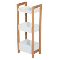 Homcom Etagère de Salle de Bain avec 3 Paniers Blanc 28 x 21 x 74 cm(m-7)
