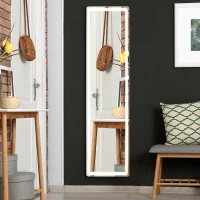 HOMCOM Espejo de Pie de Pared y Suelo con Luz LED y Mando a Distancia con Brillo Ajustable 40x37x157,5 cm Plata y Negro(m-2)