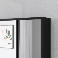 kleankin Armadietto Bagno con Specchio, Ripiani e Scaffale Regolabile, Montaggio a Parete, 60x15x76cm, Nero(m-9)