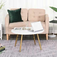 HOMCOM Couchtisch Wohnzimmertisch Beistelltisch Kaffeetisch Teetisch Nachttisch rund Holz + Metall Natur + Weiß Ø80 x H45 cm(m-2)