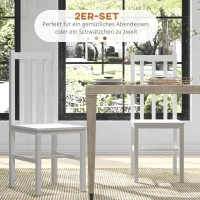 HOMCOM 2er-Set Küchenstühle Esszimmerstühle Stühle, Massivholz, modernes Design, 38, 5 cm x 47,5 cm x 99 cm, Weiß(m-4)