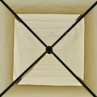 Outsunny 3.5x3.5m Side-Less Outdoor Canopy Tent Gazebo w/ 2-Tier Roof Steel Frame Garden Party Gathering Shelter Beige(m-9)