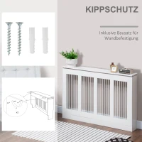 HOMCOM Heizkörperverkleidung Heizungsabdeckung Heizkörper Radiator Abdeckung 120 x 18 x 84 cm Heizkörper Abdeckung für Schlafzimmer Wohnzimmer Weiß(m-7)