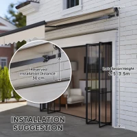 Outsunny 3.5 x 3m Electric/Manual Awning, with Remote - Beige(m-7)