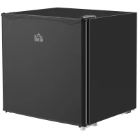 HOMCOM 46 Litre Table Top Mini Fridge, Small Fridge with Ice Box, Reversible Door, Adjustable Temperature and Legs for Bedrooms, Home Office, Black(m-11)