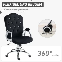 Vinsetto Bürostuhl, neigbare Lehne, höhenverstellbar, Samtoptik, bis 120 kg, Schwarz(m-6)