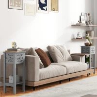 HOMCOM Set of Two Elegant Floral Cut-Out Side Tables - Grey(m-2)