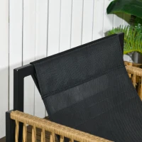 Outsunny Gartenmöbel-Set, 4-teilig, Sofa, 2 Stühle, Tisch mit Glasplatte, Metallgestell, Polyrattan, Anthrazit(m-9)