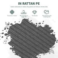 Outsunny Set 4 Sedie da Giardino Impilabili con Braccioli in Rattan PE e Acciaio, Grigio(m-6)