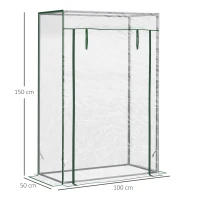 Outsunny Tomato Greenhouse with Roll-up Door, Mini Greenhouse with PVC Cover, Outdoor Grow House Small Green House for Yard, Balcony, Garden, 100 x 50 x 150cm, Transparent(m-3)