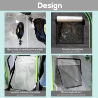 Outsunny Serra Idroponica per Interni, Tessuto Riflettente e Prese d'Aria, Porte e Finestre, 90x60x135cm Nero e Verde(m-6)