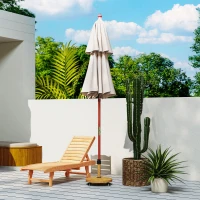 Outsunny Stojak na parasol ogrodowy z betonu na kółkach, mobilna baza na parasol, metal, beton, naturalne drewno(m-9)