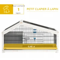 PawHut Clapier cage à lapin - niche, plateau déjection, porte et toit ouvrant verrouillables, abreuvoir - acier noir sapin(m-4)