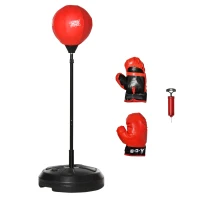 HOMCOM Kids Punching Bag with Stand, Free Standing Boxing Bag Set, Speed Bag with Speedball Adjustable Height from 122cm to 154cm for Ages 8-10 Years(m-11)