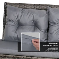 Outsunny Gartenmöbel-Set aus PE-Rattan, für 5 Personen, Rattan-Lounge-Set, abnehmbare Polster, Grau + Braun(m-6)