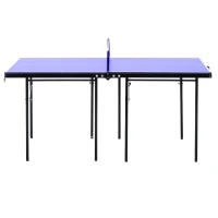 HOMCOM Folding 5ft Mini Compact Table Tennis Top Ping Pong Table Set Professional Net Games Sports Training Play Blue(m-8)