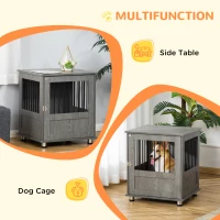 PawHut Dog Crate Table for Medium and Large Dogs with Magnetic Door for Indoor Use, 60 x 55 x 70 cm, Grey(m-5)