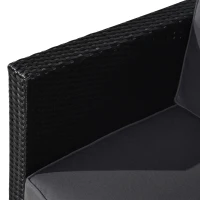 Outsunny 3 Pieces Rattan Bistro Set, Wicker Garden Furniture Set with Glass Top Coffee Table and Chairs, Thickened Washable Cushions for Outdoor, Patio, Balcony, Black(m-8)