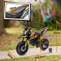 AIYAPLAY 12V Aprilia Licensed Kids Motorbike with Training Wheels, Spring Suspension, LED Headlight, USB, Music, Yellow/black(m-3)