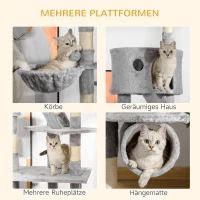PawHut Katzenkratzbaum 240-260 cm Deckenhoch Kratzbaum groß Kletterbaum Katze Kratzbaum für große Katzen mit Sisalseil Hellgrau(m-7)