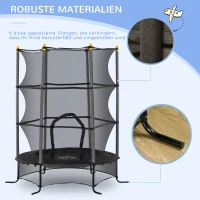 HOMCOM Trampolin für Kinder, Ø163 cm, mit Sicherheitsnetz, In- und Outdoor, Belastung bis 50 kg, Stahl, Kunststoff, Schwarz(m-5)